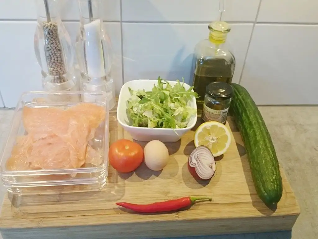 Smoked salmon, egg and caper salad ingredients