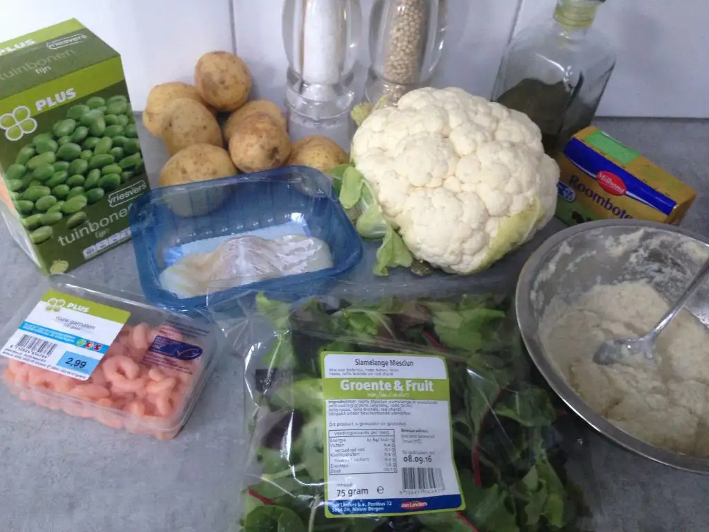 Cod with broad beans and cauliflower ingredients