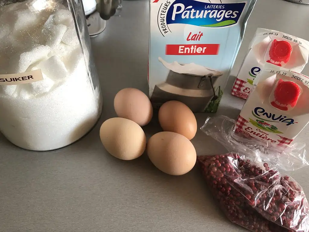 Pink peppercorn ice cream ingredients