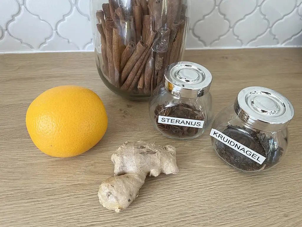 Homemade autumn tea ingredients