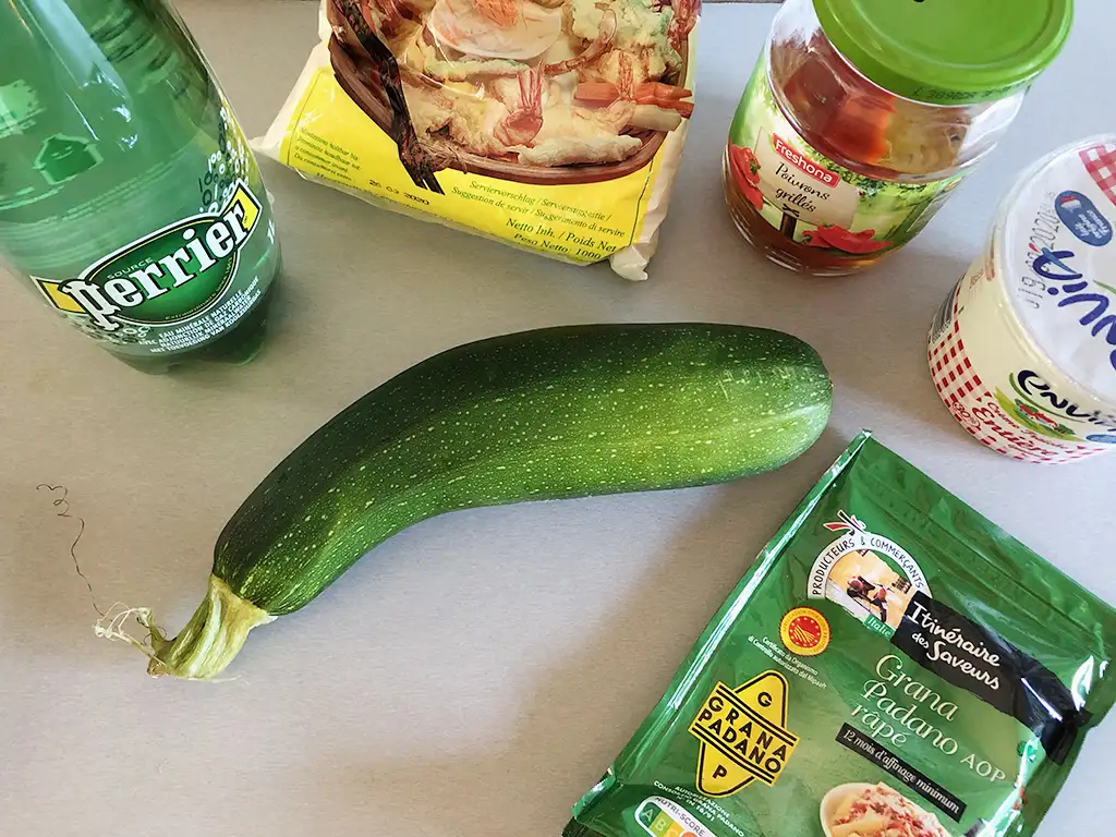 Zucchini tempura with bell pepper dip ingredients