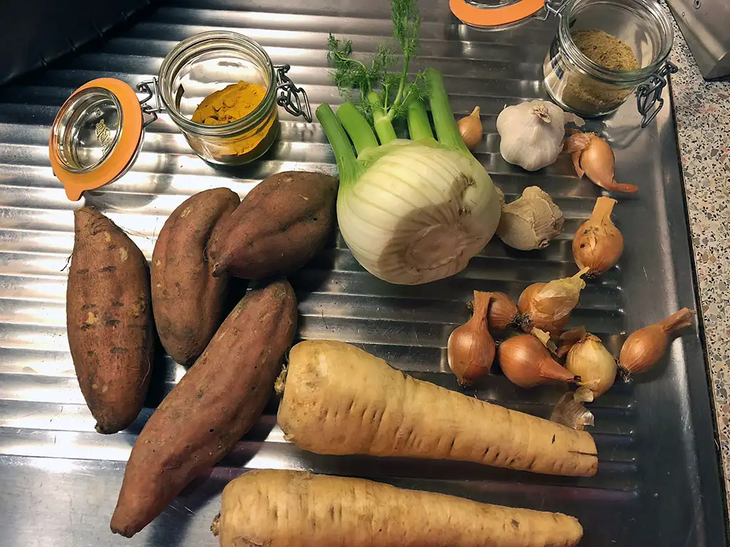 Turmeric roasted vegetables ingredients
