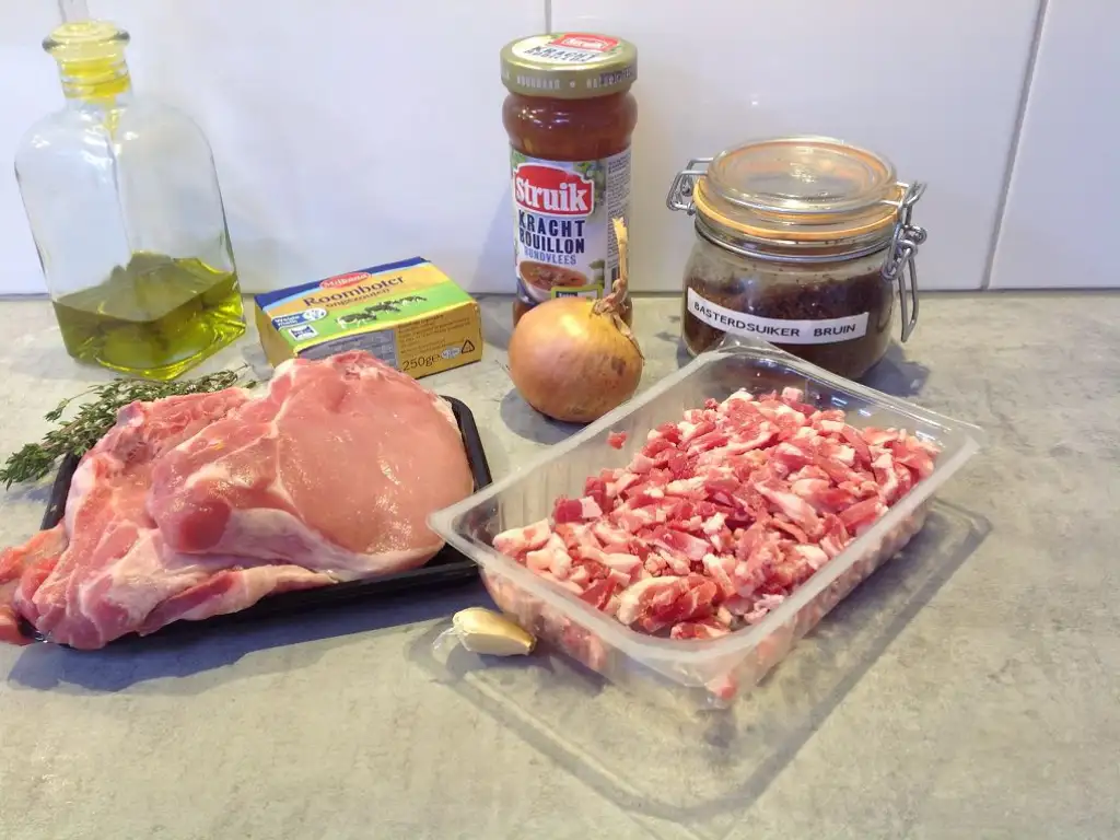 Pork chops with bacon and caramelised onions ingredients