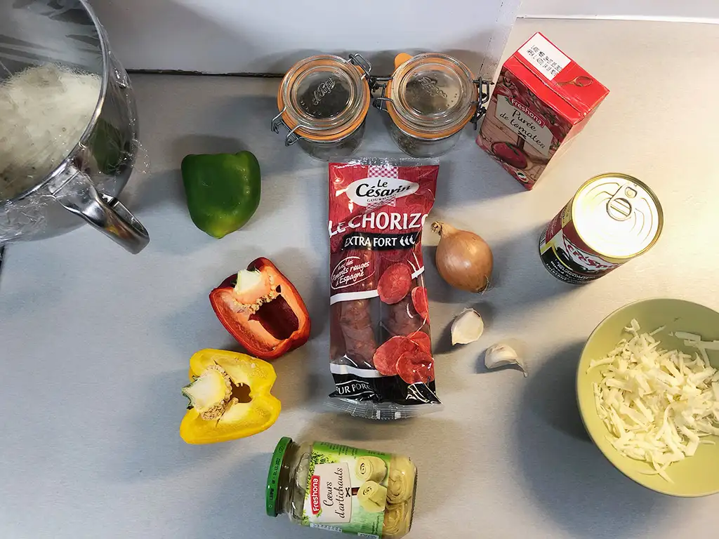Holiday wreath pizza ingredients
