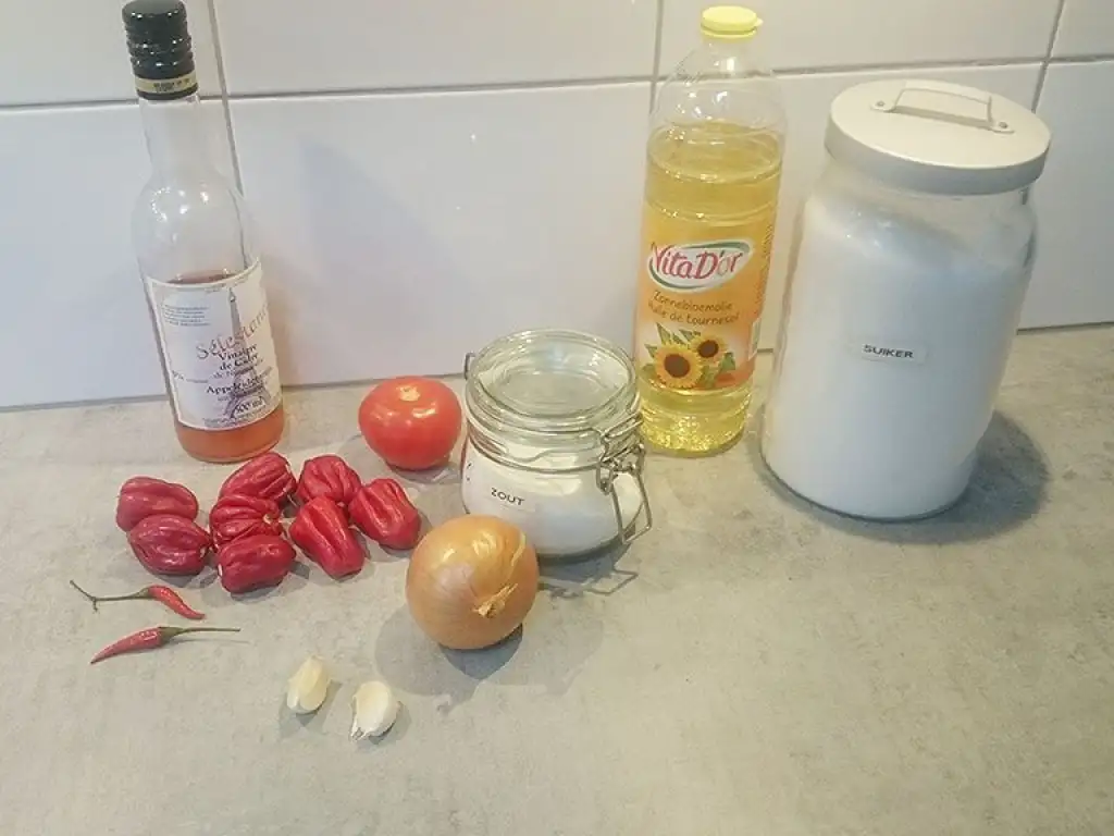 Scotch bonnet chillies sambal ingredients