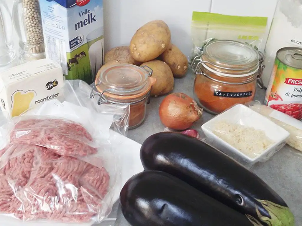 Greek moussaka ingredients