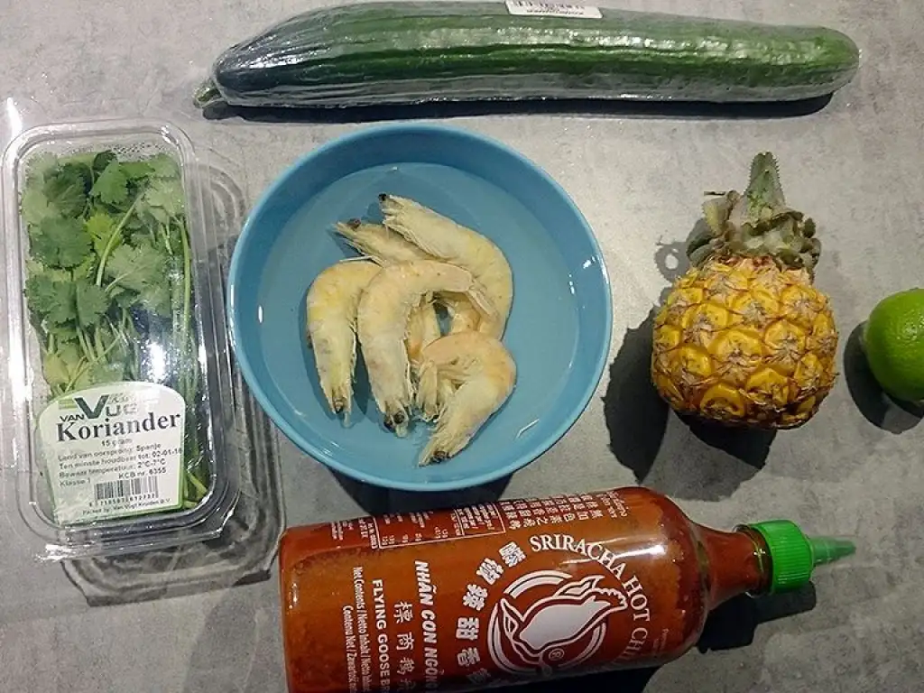 Baby pineapple shrimp salad ingredients