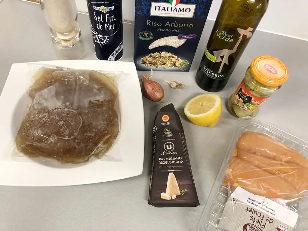 Lemon and chicken risotto ingredients