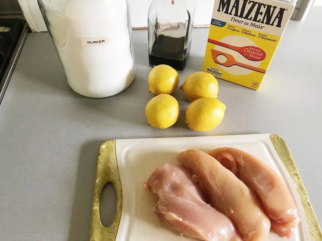 Stir-fried lemon chicken ingredients