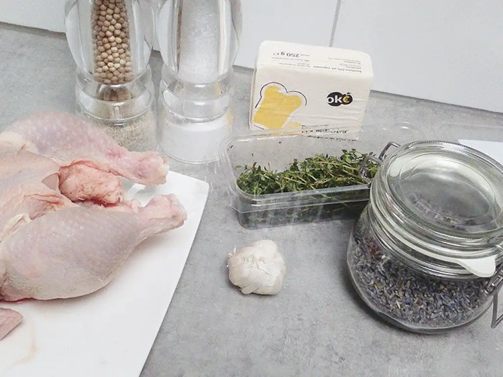 Lavender and garlic roasted chicken ingredients