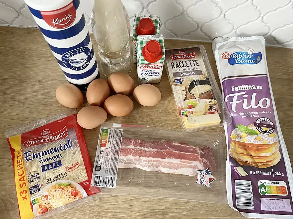Raclette quiche ingredients