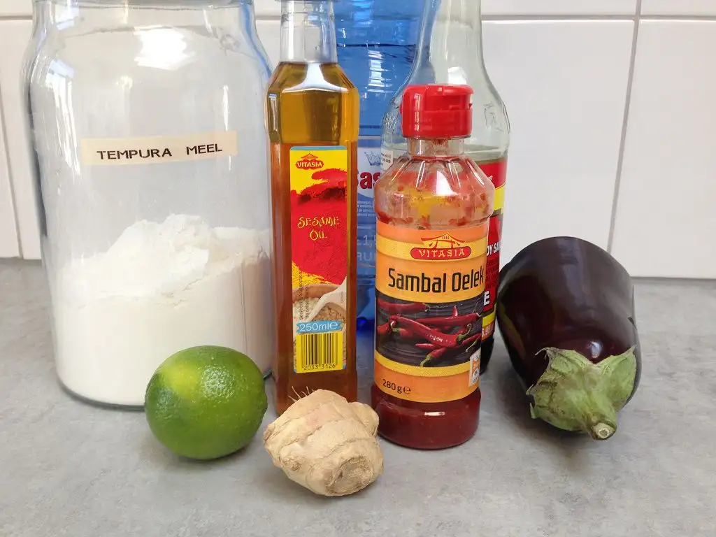 Aubergine tempura ingredients