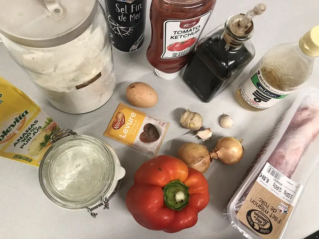 Sweet and sour pork ingredients