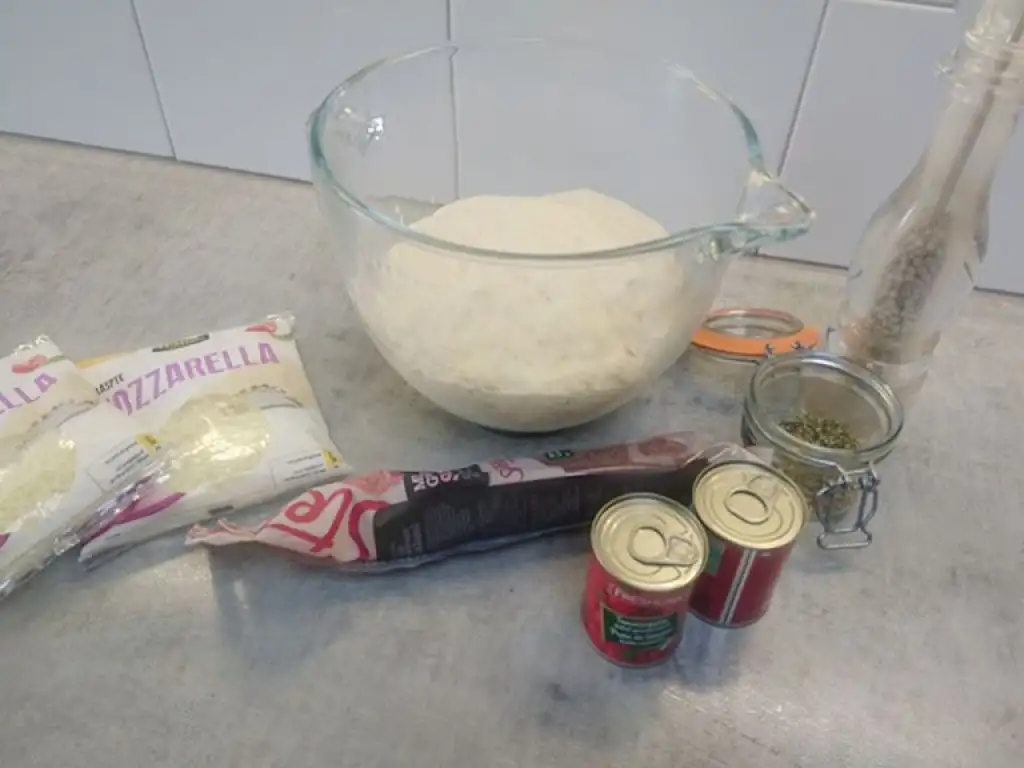 Salami pizza ingredients