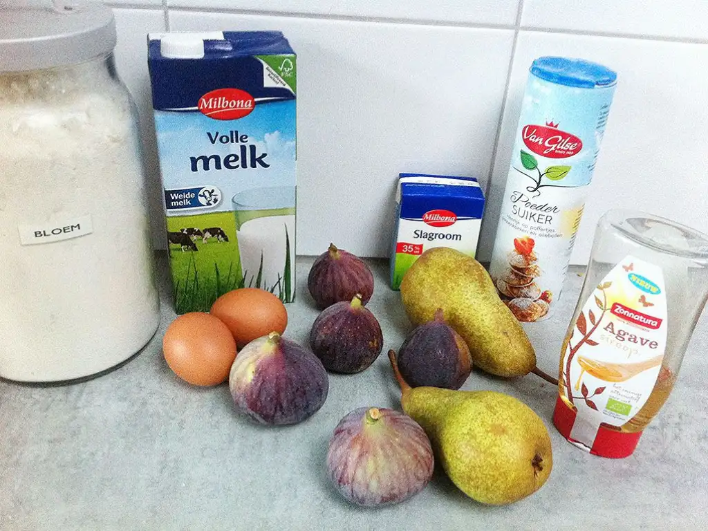 Crepes with figs and pears ingredients
