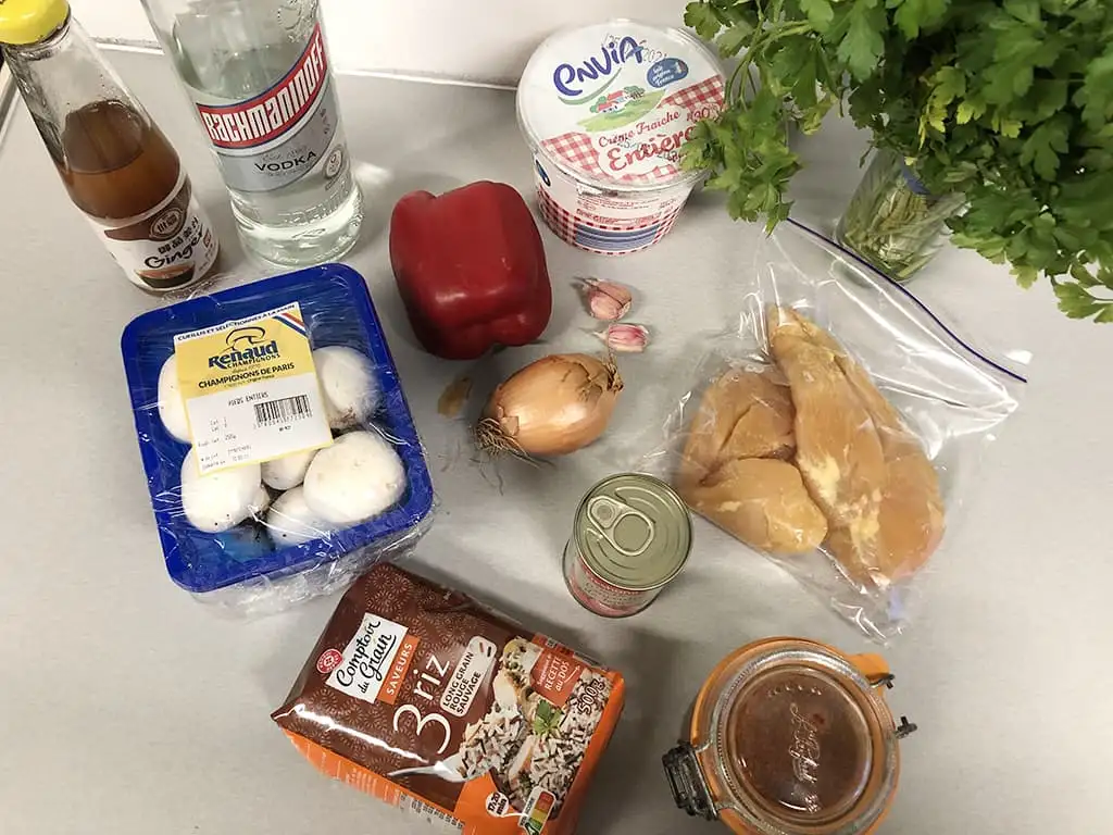 Chicken Stroganoff ingredients