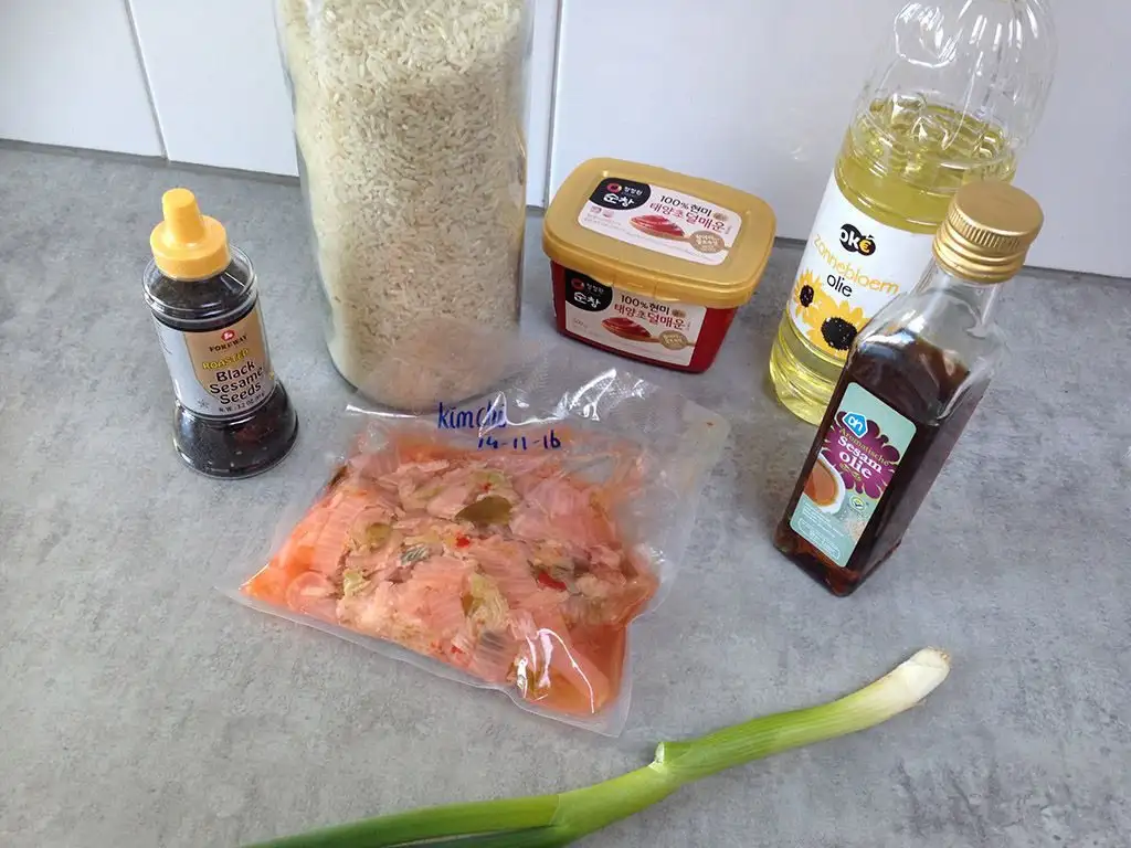 Kimchi fried rice and gochujang pork chops ingredients