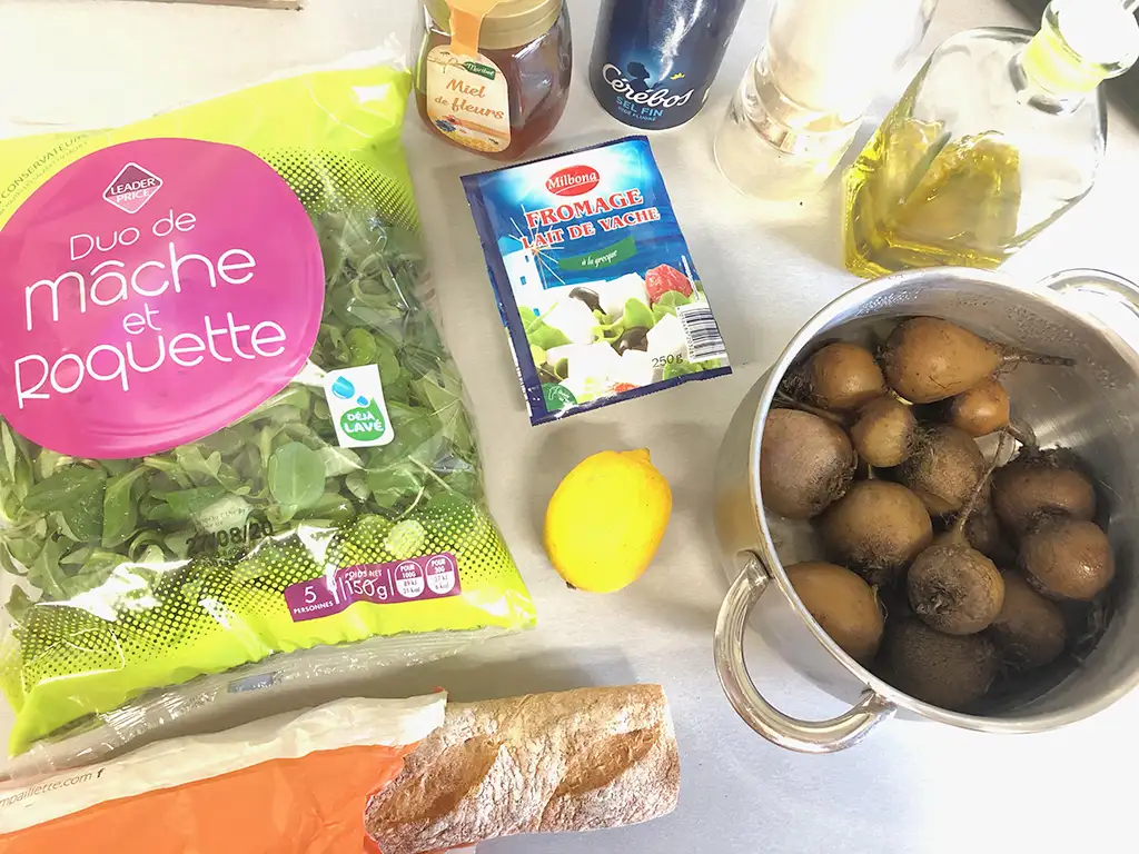 Yellow beet carpaccio ingredients