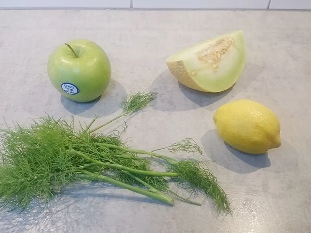 Dill, melon, lemon and apple detox water ingredients