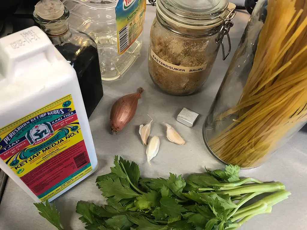 Surinamese bami ingredients