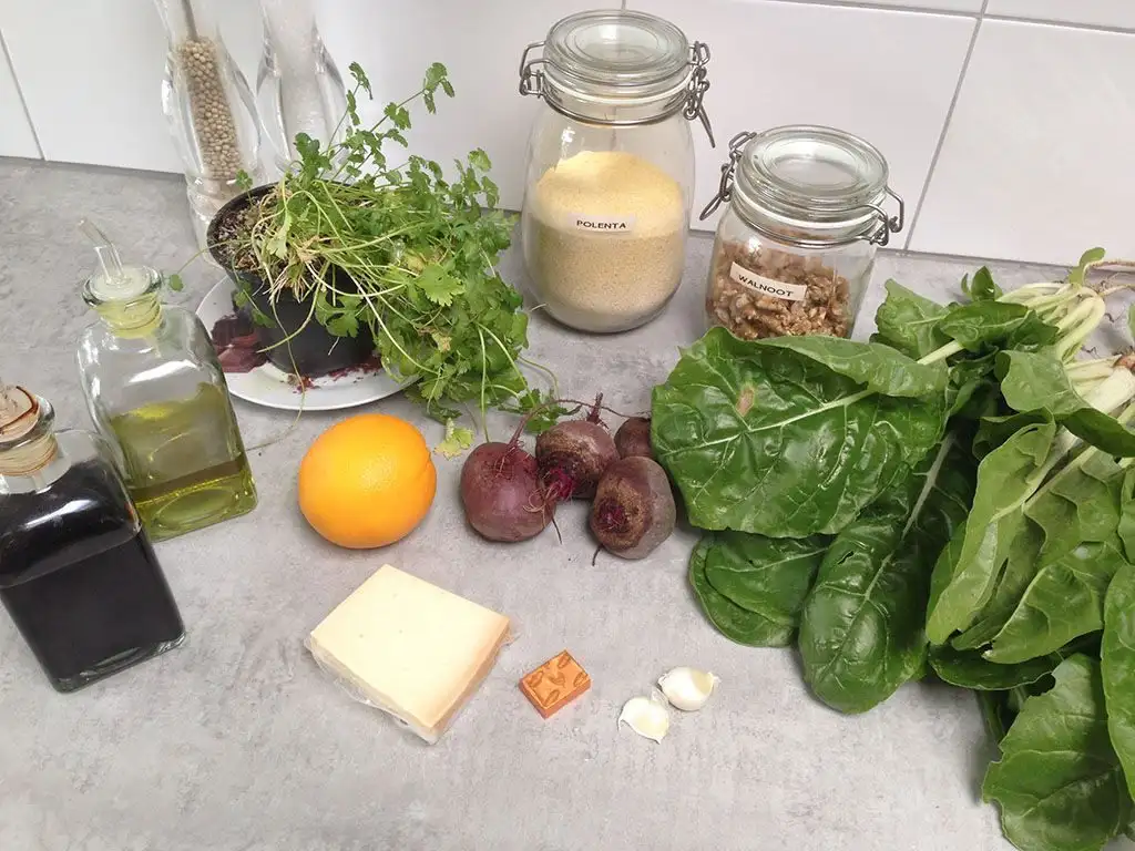 Polenta with sautéed swiss chard ingredients