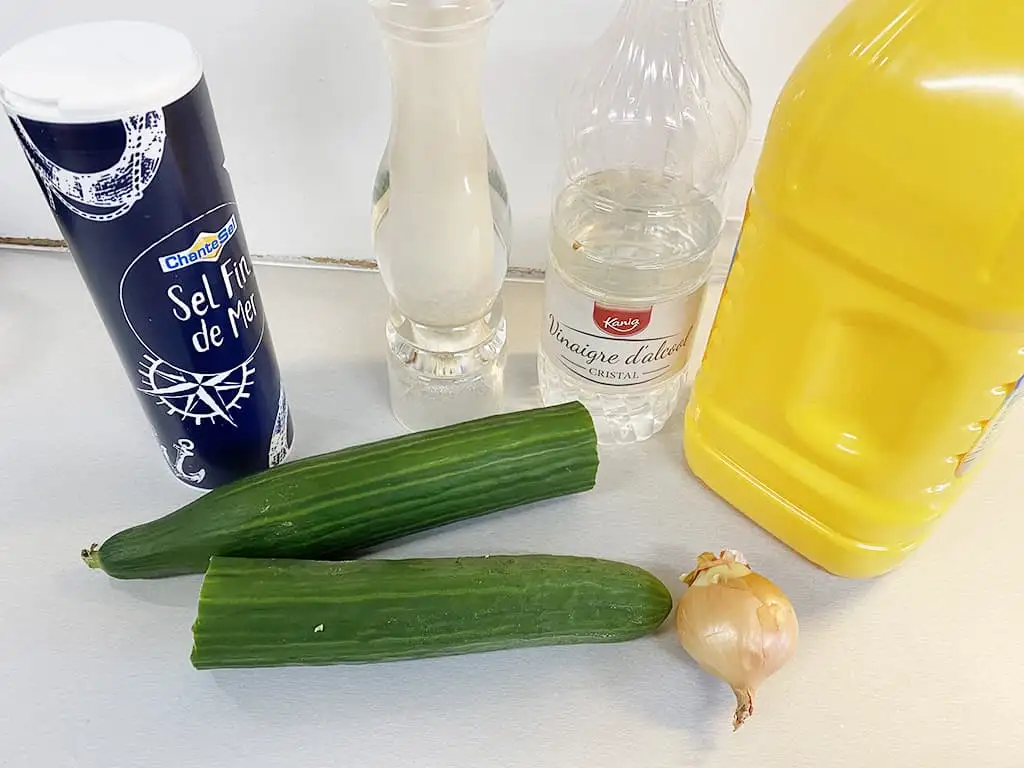 Retro 70s cucumber salad ingredients