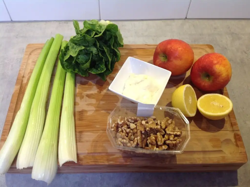 Classic Waldorf salad ingredients