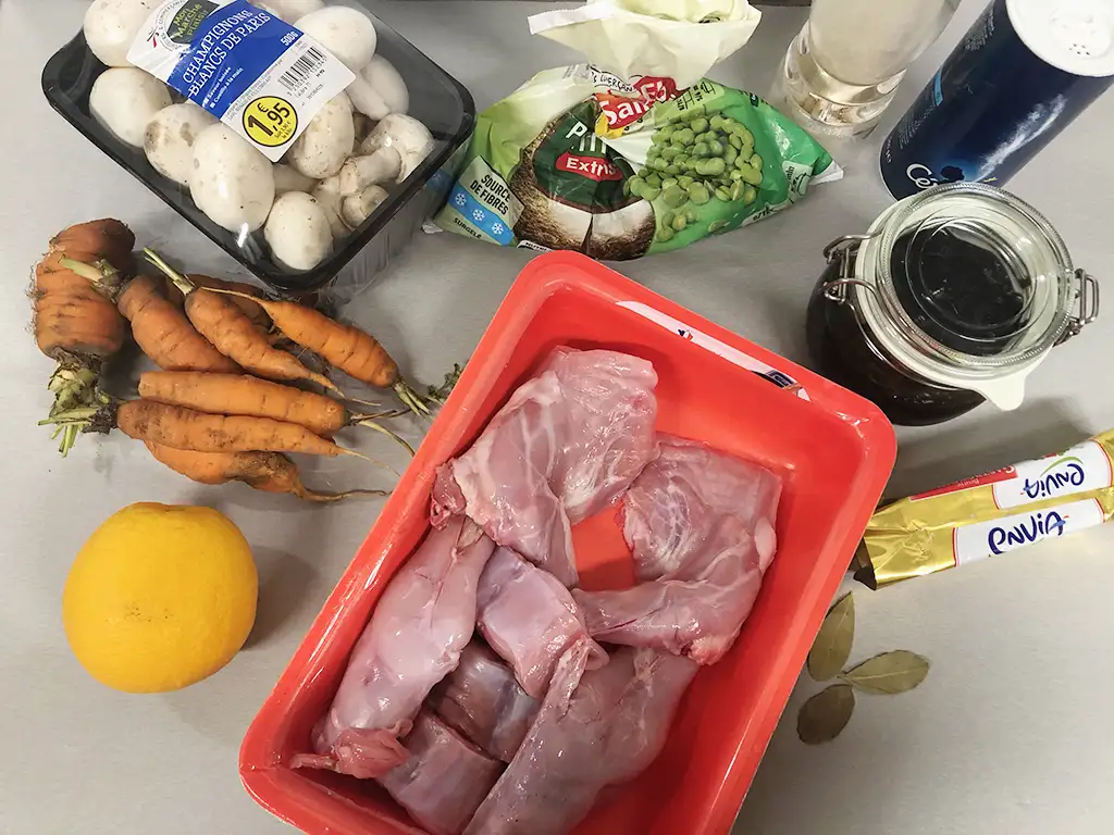 Slow cooker rabbit and orange stew ingredients