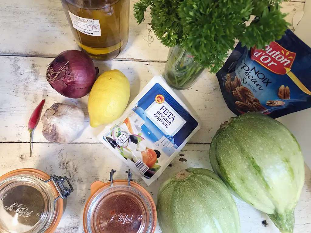 Marinated grilled zucchini ingredients