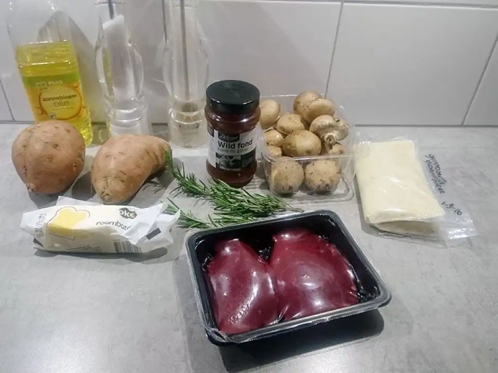 Venison steak with roasted cauliflower puree and sweet potato fries ingredients