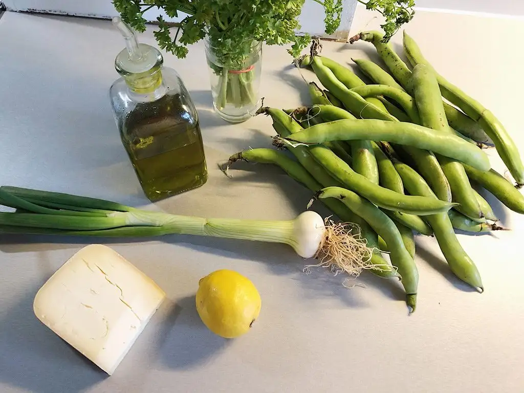 Broad bean and lemon salad ingredients
