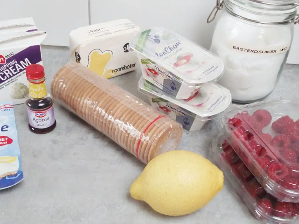 No-bake raspberry cheesecake ingredients