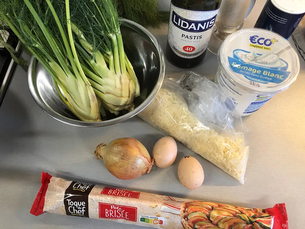 Fennel quiche ingredients