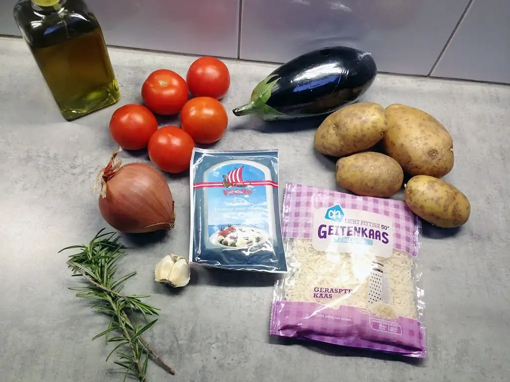 Eggplant and feta casserole ingredients