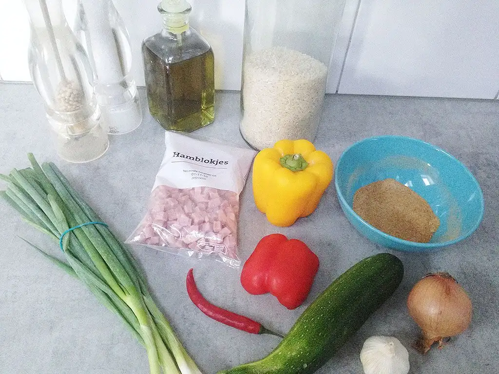 Easy nasi goreng ingredients