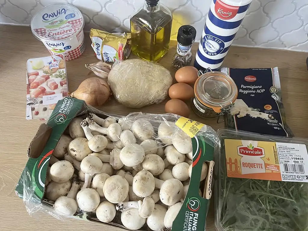 Mushroom quiche ingredients
