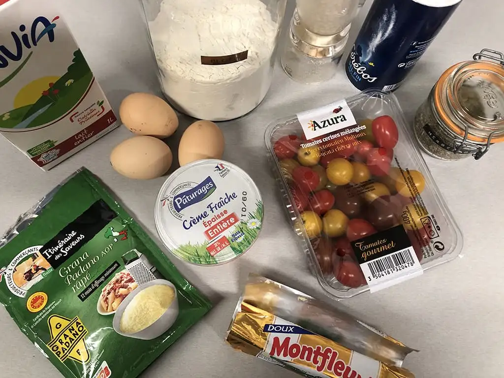 Cherry tomato clafoutis ingredients