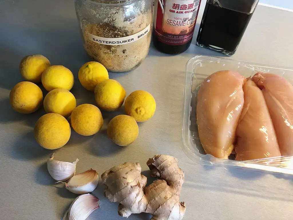 Yuzu marinated chicken ingredients