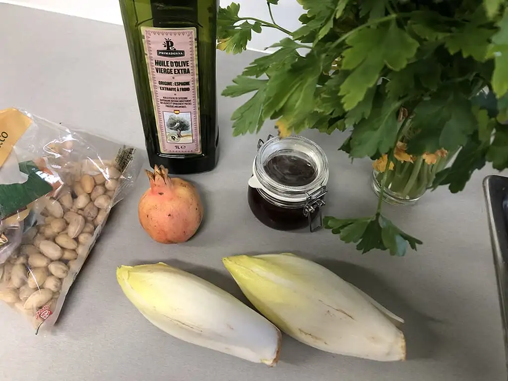 Chicory salad with pomegranate ingredients