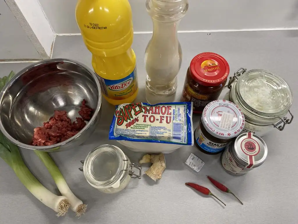 Mapo tofu ingredients