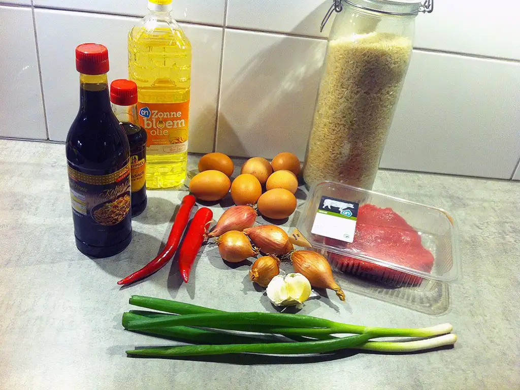 Indonesian nasi goreng ingredients
