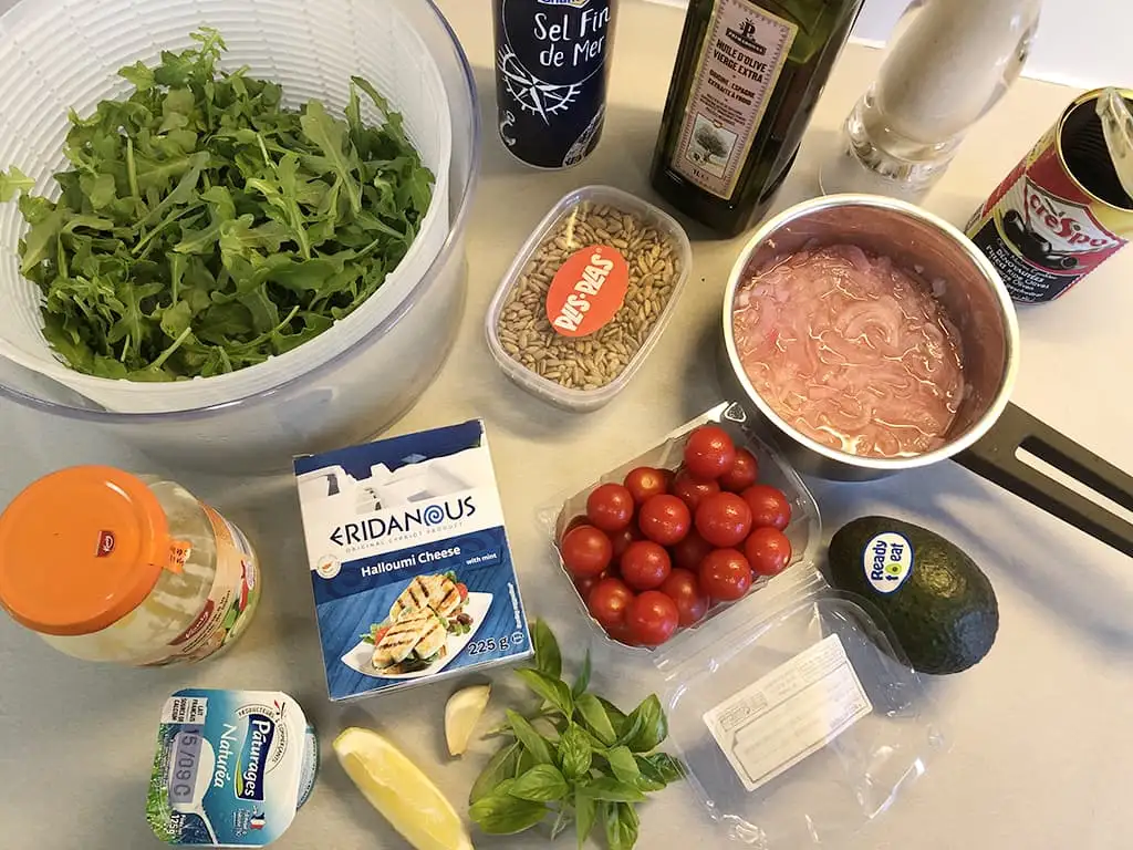 Halloumi salad ingredients