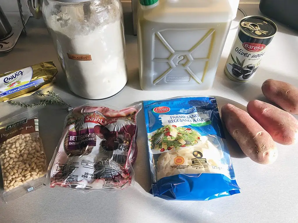 Red beet gnocchi ingredients