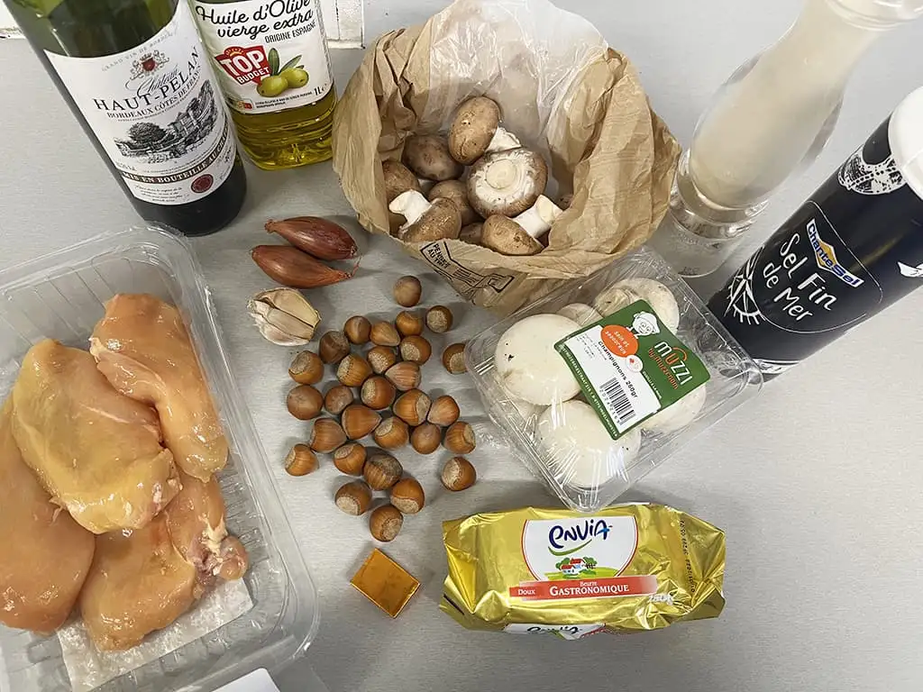 Chicken and mushroom roulade ingredients