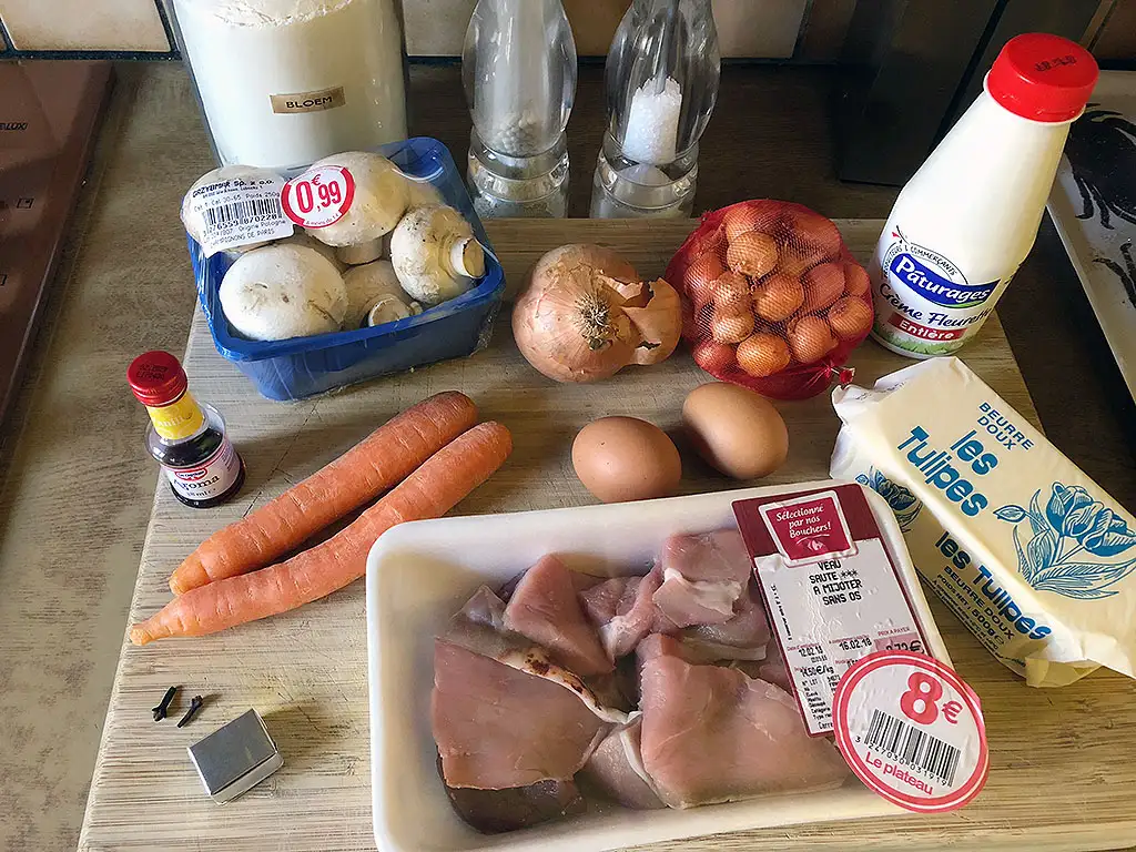 Veal stew with vanilla - Blanquette de veau à la vanille ingredients
