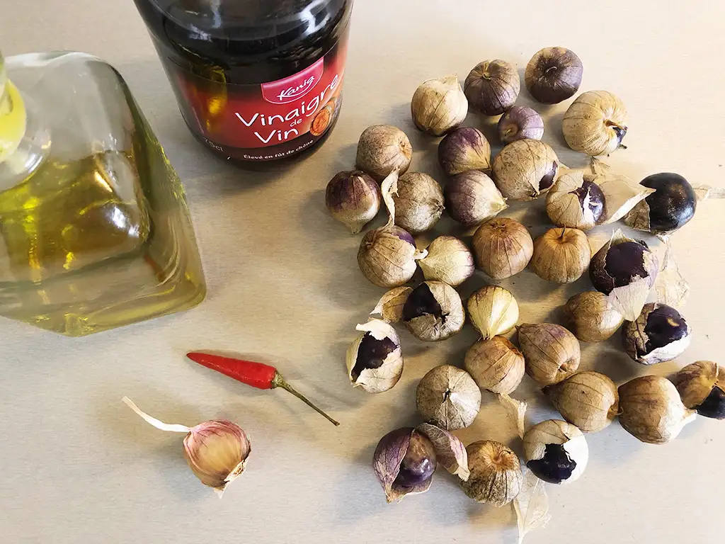 Purple tomatillo salsa ingredients