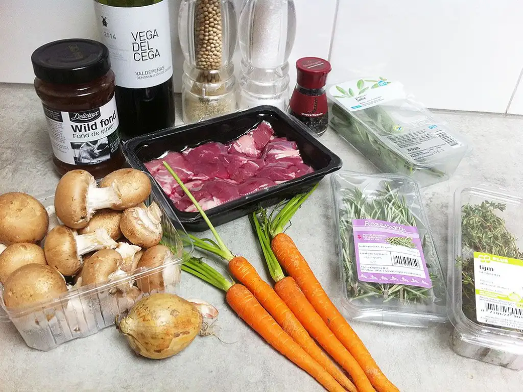 Wild boar stew ingredients