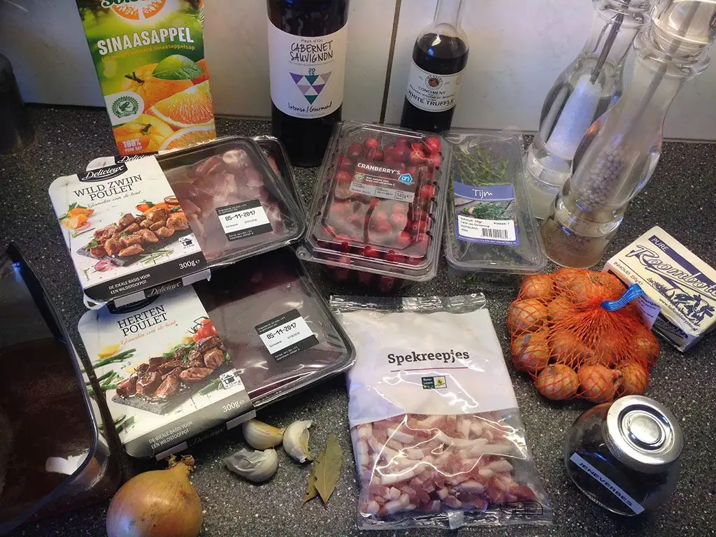 Game ragout ingredients