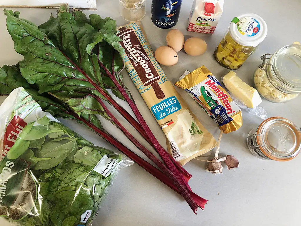 Swiss chard pie ingredients