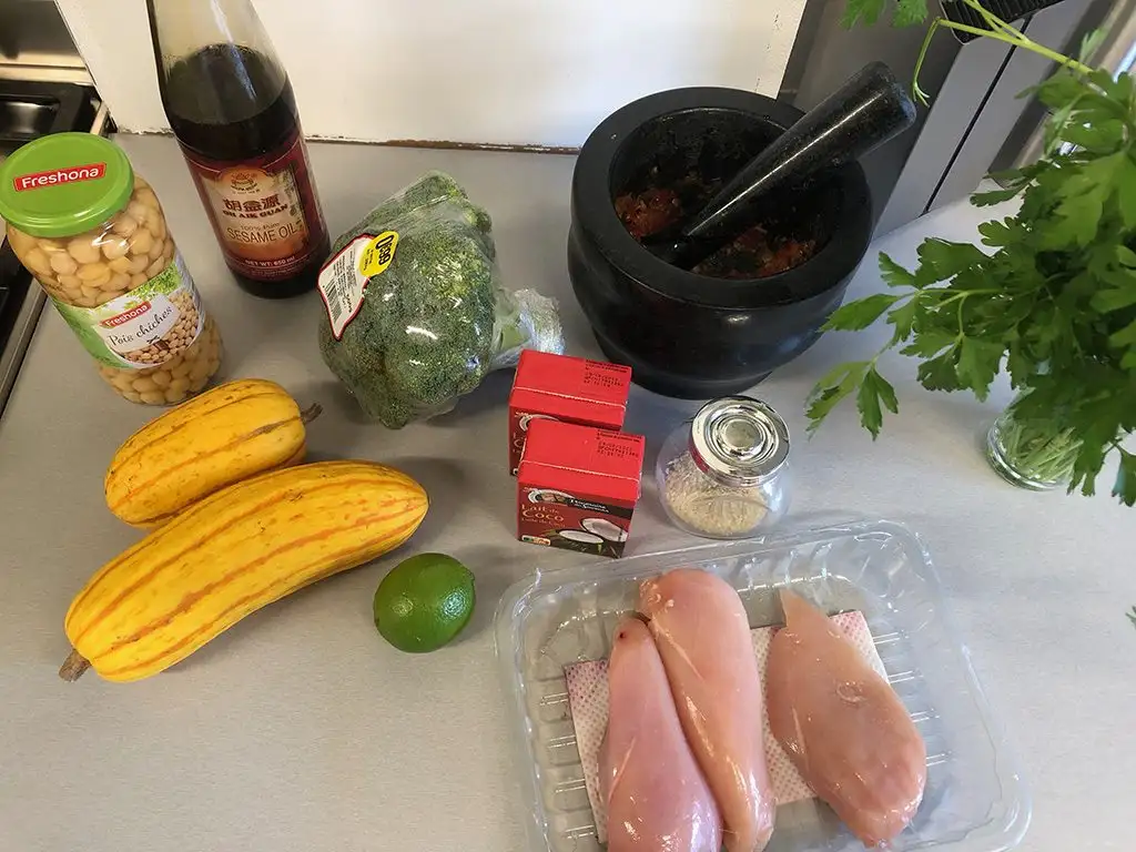 Delicata squash curry ingredients
